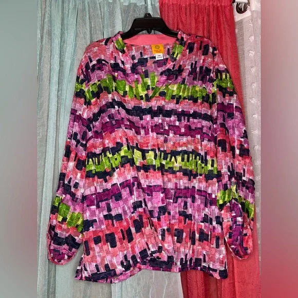 Ruby Rd. Colorful Patterned Button Up - Picture 1 of 4